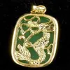 Hela Emerald Green Jade Yellow Gold Plated Dragon Tablet Pendant and Necklace311b