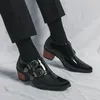 Sapatos de vestido na moda homens pu apontou fivela dupla decorativa negócios casual confortável versátil monge grandes tamanhos 38-46