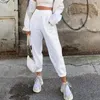 Calças femininas outono inverno mulheres moda casual cintura alta jogger algodão sweatpants feminino macio longo harem calças branco cáqui cor