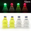 Volani da badminton 6 pezzi LED Palla da badminton Glowing Light Up Volani da badminton in nylon Palline di illuminazione colorate Sport notturni 231216