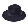 Ampla borda chapéus balde moda clássico feltro fedora chapéu para mulheres homens estilo britânico vintage igreja grande cavalheiro jazz boné preto panamá fedoras 231216