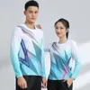 Camisetas ao ar livre Quick Dry Imprimir Manga Longa Camisa de Tênis Badminton Uniform Tops 2024 Moda Coreana Voleibol Teable Tennis T-shirt Jersey 231216