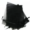 Sälj 100st Lot 7x9cm 9x12cm Black Organza Jewelry Gift Pouch DrawString Påsar för bröllopsgavare pärlor smycken1931