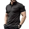 Polos pour hommes Polo d'été américain t-shirt pour poche de sport hauts Sports musculaires t-shirts à manches courtes vêtements haut de gamme Ropa Hombre