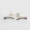 Stud Earrings Multi-Color Arches With Crystal Earring For Women Authentic S925 Sterling Silver Jewelry Lady Girl Birthday Gift