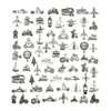 Mixed 70 Designs Retro Silver Color Traffic Transportation Pendant Fitting Vehicle Ship Aircraft Charms DIY Jewelry Accessories 702461