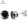 DovEggs Sterling Solid 925 Silver 2ctw 6 5mm Black Round Moissanite Diamond Stud Earrings For Women Push Back Earring Jewelry CJ19349j