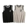 REP MAN Retro Sleeveless Tank Top, Casual Breathable R Letter Embroidered Small Logo, Summer Pure Cotton Vest