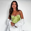 Débardeurs pour femmes Floral Dentelle Bord Halter Gilet Femmes Slim Sexy Showy Poitrine Satin Doux Crop Top Été Casual Street Spice Girl Court Sling Tops