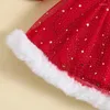 Girl Dresses Christmas 6M-4Y Kids Outfit Long Sleeve Stars Sequined Patchwork Dress With Bow Headband For Cosplay Party