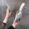 Zapatillas 2023 zapatos para mujeres punta cerrada Slingbacks de mujer puntiagudos damas tacones altos bling moderno