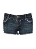 Dżinsy dżinsy dżinsowe szorty ciemnoniebieskie strzępione talia odporna na zużycie bawełniana bawełniana moda moda swobodny retro w połowie niskiej seksowne lato