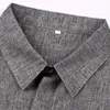 Chemises décontractées pour hommes Chemise en lin pour hommes Confortable Coupe ample Revers à manches courtes avec boutons de couleur unie Patte pour homme