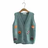 Kvinnors stickor Fashion Ladies Sweater Vest Waistcoat Stor storlek Stickad V-Neck Single-Breasted Casual ärmlös jacka Cardigan