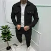 Men's Tracksuits Comfy Clothing Men Athletic Set Male Solid Tracksuit Button Up Long Sleeve Slight Stretch Color