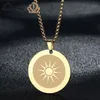 Collane con ciondolo Collana Sunburst in oro per donna Cerchio rotondo con ciondolo stile semplice Gioielli in acciaio inossidabile Sun Choker Collier2178