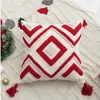 CushionDecorative Pillow Christmas Throw Red Geometric Plush Autumn and Winter Embroidered Cushion Cover Home Living Room SOFA 231216