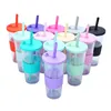 Tumblers 710ml 24oz parede dupla reutilizável plástico bubbletea tumber pérola milktea tumbler com palha grande e copo de café de manga de silicone