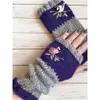 Five Fingers Gloves Embroidered Bird Women s Cotton Fingerless Knit Block Stitching Mittens A565 231216