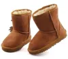 Echt leer Aus U5281 Kid Jongens meisjes kinderen baby snowboots Zachte comfortabele schapenvacht pluche warme laarzen leuke kerstverjaardagscadeaus