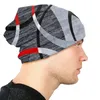 Berets Modern Abstract Gray Red Swirls Bonnet Hats Fashion Knit Hat For Men Autumn Winter Warm Geometric Pattern Skullies Beanies Caps