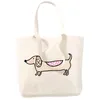Alışveriş çantaları Dachshund Teckel Komik Sevimli Köpek Hayvan Çantaları Özel Tuval Tote Çanta Günlük Kullanım Yeniden Kullanılabilir Seyahat Gündelik