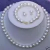 Set di orecchini con bracciale con collana di perle d'acqua dolce coltivate bianche da 8-9 mm247b