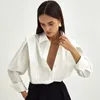 Damenblusen 2023 Bluse für Frauen Elegante Damenbekleidung Streetwear Langarm Winkelschulter Einreiher Solide Hemden Weiblich