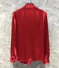 Damesblouses 2024 Lente Zomer Blouse Hoge Kwaliteit Vrouwen Sexy Diepe V-hals Lange Mouw Roze Abrikoos Rood Elegant Tops Vrouwelijke