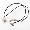 Pendanthalsband Merkaba Star Crystal Geometric Necklace Women Black Rope Chain Spiritual Healing Pink Green 1 st