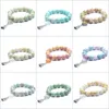 Strand Fashion Natural Stone Bracelets Sunflower Charms Pendant Alloy Fringe Bracelet Women Jewelry Accessories Crystal Beads Bangles