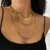 IngeSight Z 4Pcs Set Multi Layered Chunky Thick Miami Curb Cuban Choker Necklace Gothic Gold Color Snake Chain Necklaces Jewelry275z