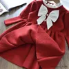 Girl's Dresses Baby Christmas Party Girls Dresses Winter Baby Cotton Xmas Knitted Sweater Dress New Autumn Long Sleeve Red Princess Dresses