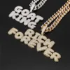 Collier Hip Hop personnalisé avec nom, pendentif avec bulles CZ personnelles, collier de rue Rock pour hommes avec Rope264Q