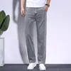 Erkek kot yaz yumuşak lyocell kumaş ince gevşek düz pantolonlar çekiliş elastik bel kore gündelik pantolon artı boyut 28-42