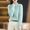 Chandails pour femmes automne et hiver 100% vison cachemire pull tricoté à manches longues pull col haut doux haut tendance 231218