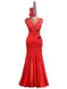 Stage Wear Modern Competition Performance Dress Big Red Slim Fit Swing Sparkling Diamond Long Dance Skirt