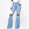 Damen-Jeans, zerrissen, für Damen, hohe Taille, Vintage-Flare mit Löchern, Quasten, Bell-Bottom-Jeans, Denim-Hosen