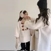 Família combinando roupas mãe e bebê menina menino longo jaquetas de inverno moda mãe filha botão up cardigan mulheres filho quente roupas grossas 231218