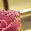 Sagni da sera rosa di lusso autunno e inverno Nuovo sacca per set di diamanti vintage catena di moda piccola borsa quadra