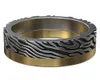 Pierścienie klastra 5-10G Mokume Gane Damask Wzór weselny para złoty pierścień 925 Solid Sterling Silver