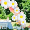 Ny julleksak leveranser 2/3/5st White Daisy Flower Foil Balloon Sunflower Helium Air Globos Baby Shower Kids Happy Birthday Party Wedding Decorations