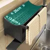 Dispensador de jabón líquido, soporte para esponja para fregadero de cocina, escurridor de platos, organizador de drenaje automático, diseño inclinado y hueco tallado para mostrador