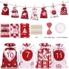 Cadeaupapier Kerst Adventskalender Zakken 24 Dagen Aftellen Tas met Trekkoord Zakjes Mini Houten Clips Decor