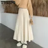 Jupes WTEMPO mode solide coréen tricoté jupes femmes automne hiver décontracté élastique taille haute longue a-ligne pull jupes 231218