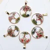 Pendant Necklaces 6 Pcs Mixed Color Stone Crystal Shell Handmade Round Tree Of Life DIY Made Natural Necklace Earrings Accessories