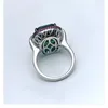 Wedding Rings Silver Color Artificialt Ruby Emerald For Women Bands Gemstone Cocktail Party Fine Jewelry Female Anniversary Gift