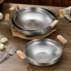 Pentole Wok in acciaio inox Pentola cinese per friggere con doppio manico