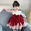 Girl s Dresses Christmas Sequin Cake Double Baby Girl Dress 1 Year Birthday born Party Wedding Vestidos Kids Christening Toddler Clothes 231218