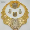 Ohrringe Halskette Fani nigerianische Hochzeit Frau Accessoires Schmuckset Ganze Mode afrikanische Perlen Dubai Gold Farbe238V